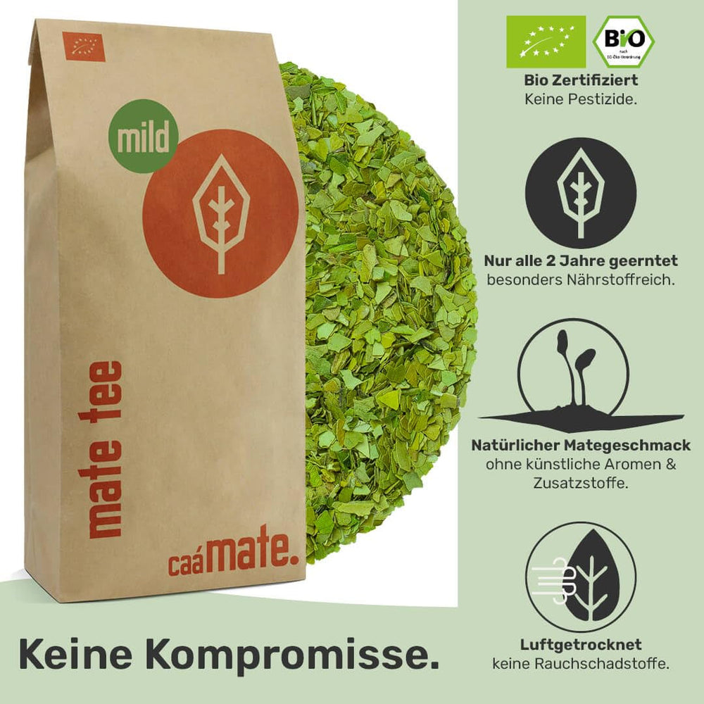 Tea Mate Bio Doux 1 kg - Pur, frais et vert - Séché à l'air - Yerba Mate biologique - Contrôlé, certifié et emballé en Allemagne (1000 g)