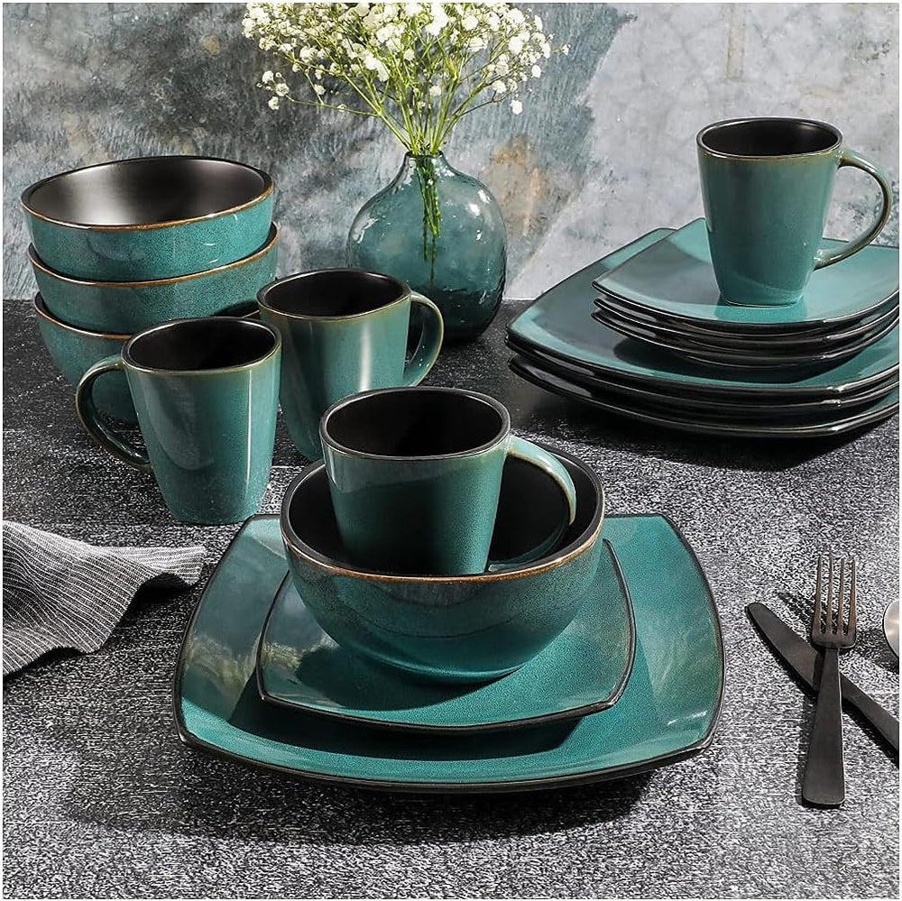 Service de table carré Soho Lounge 102534.16RM, grès, turquoise