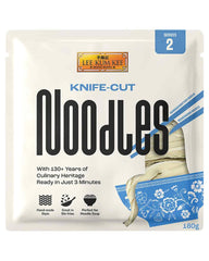 LEE KUM KEE Knife Cut Noodles - Nouilles asiatiques coupées au couteau avec une texture ferme et savoureuse, idéales pour les plats au wok et les soupes, semi-sèches, deux portions par paquet, 6 x 180 g multipack