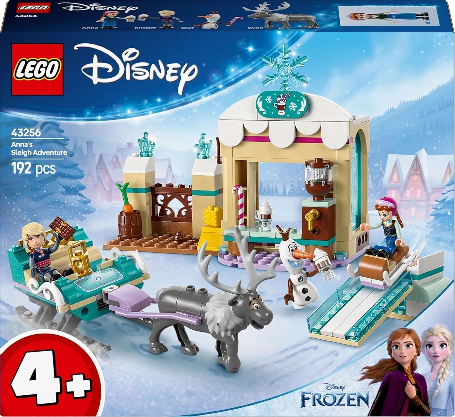 LEGO Ç€ Disney La Reine des neiges : l'aventure en traîneau d'Anna, jouet de construction et coffret de jeu fantastique, support en chocolat avec mini-poupées Anna, Kristoff, Olaf et Sven, jouet princesse pour filles à partir de 4 ans 43256 Ensembles de construction Besuche den LEGO-Store