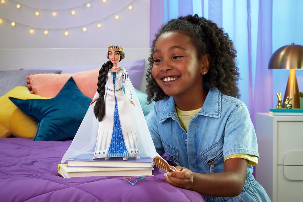 Mattel Disney Wish Königin Amaya von Rosas Modepuppe, bewegliche puppe et accessoires, HRC11