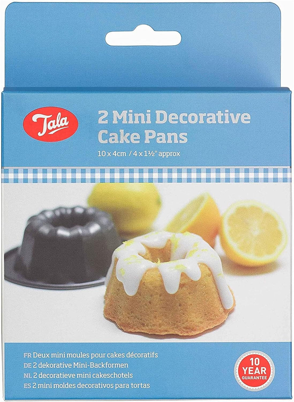 Tala Mini-Kuchenformen, Dekorativ, Antihaftend, Gugelhupf-Form, Gleichmäßige Hitzeverteilung, Gerillte Form, Karbonstahl, Breite, Flache Griffe, Spülmaschinen Und Gefrierschrankfest, 2 Stück Moules et plateaux pour la pâtisserie Naty Shop Mini-Dekoration