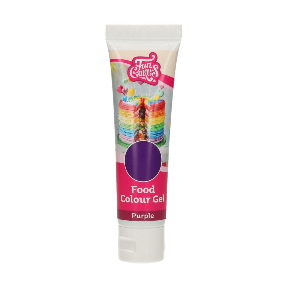 Funcakes Food Color Gel Violet: Colorant alimentar foarte concentrat pentru aluat, cremă, fondant și marțipan. Dozare ușoară. Picătură individuală pentru a crea culori vibrante. Halal. 30 g.