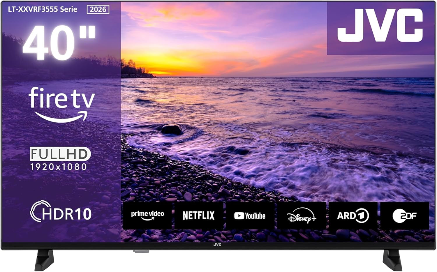JVC Fire TV de 40 de inci, Smart TV Full HD, HDR, cu control vocal Alexa și tuner triplu, televizor LED LT-40VRF3555 (2026)