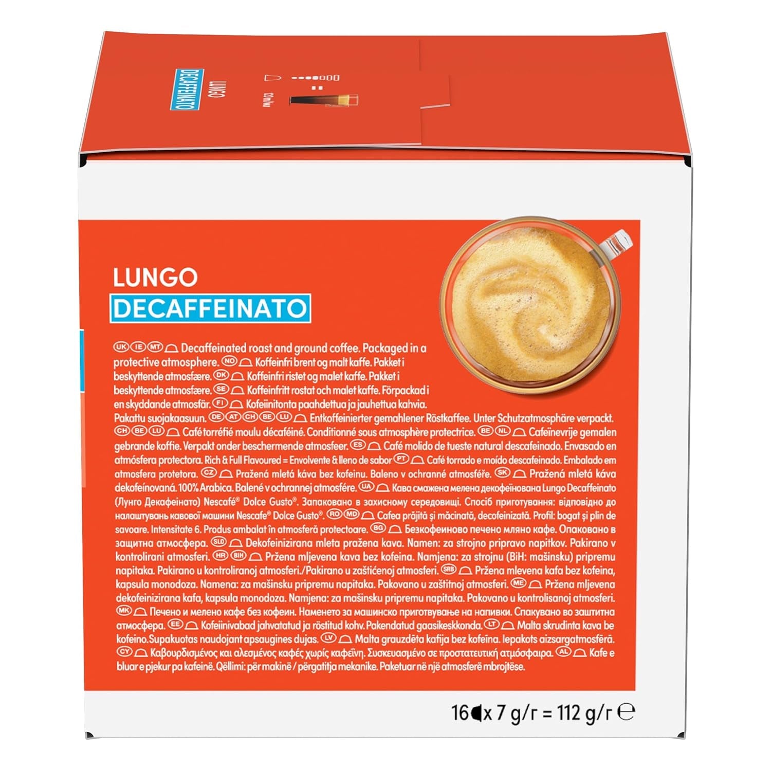NESCAFÉ DOLCE GUSTO Lungo Decaffeinato Capsules de café paquet de 3 (3 x 16 capsules)