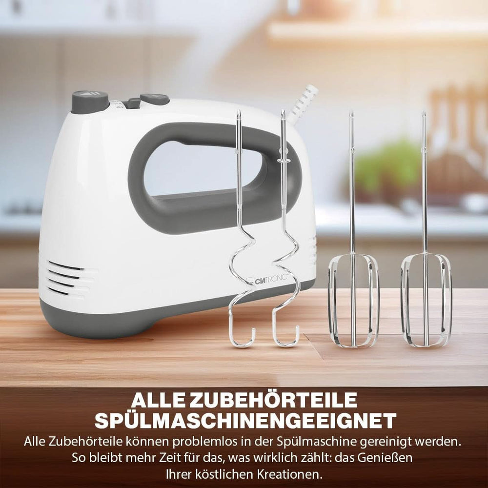 Mélangeur Clatronique | Moteur Kraftvoller 400 watts | Batteur à main | Turbostufe & 5 Geschwindigkeitsstufen | Batteur à main | Spülmaschinengeeignete Edelstahlquirle Und -Knethaken | HM 3775 Cuisine Naty Shop