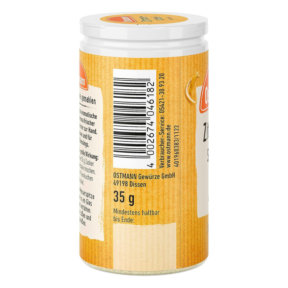 Ostmann Gewürze – Zitronenschale, gemahlene Schale für ein frisches Zitronen-Aroma, zum Backen oder Verfeinern von Soßen, Vinaigrettes et desserts, végétalien, 35 g (Verpackungsdesign kann abweichen)