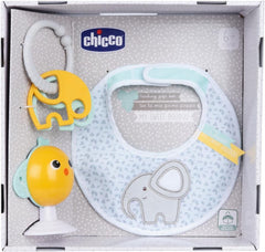 Chicco meal gift set Dou Dou, set format din bavetă, jucărie pentru scaun înalt cu ventuză în formă de pui drăguț, cu două zornăitoare colorate, ușor de prins de la 6 luni Jucarii Bebe Naty Shop Titlu implicit