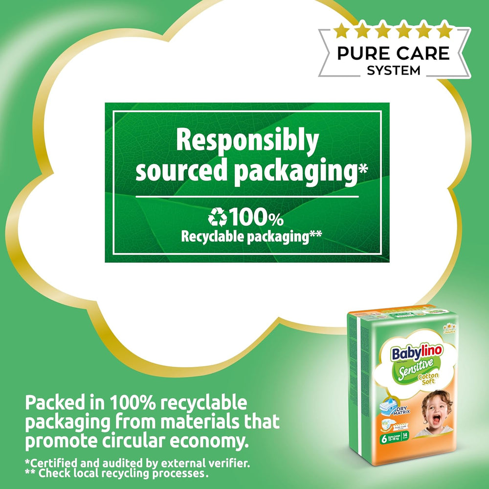 Couches pour bébés sensibles, taille 6, extra large (13-18 kg), 114 couches