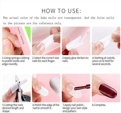 Faux ongles artificiels en acrylique français naturel, 500 pièces, pointes d'art avec boîte pour femmes et filles