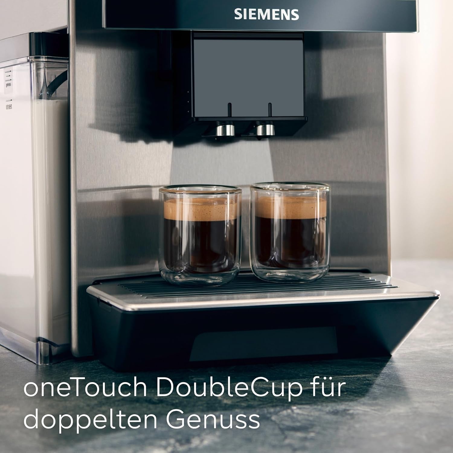 Machine à expresso automatique Siemens EQ900, grand écran couleur TFT, 2 réservoirs à grains, 36 boissons chaudes et froides, café froid, super silencieux, fonction deux tasses, contrôle par application, acier inoxydable, TQ907D03