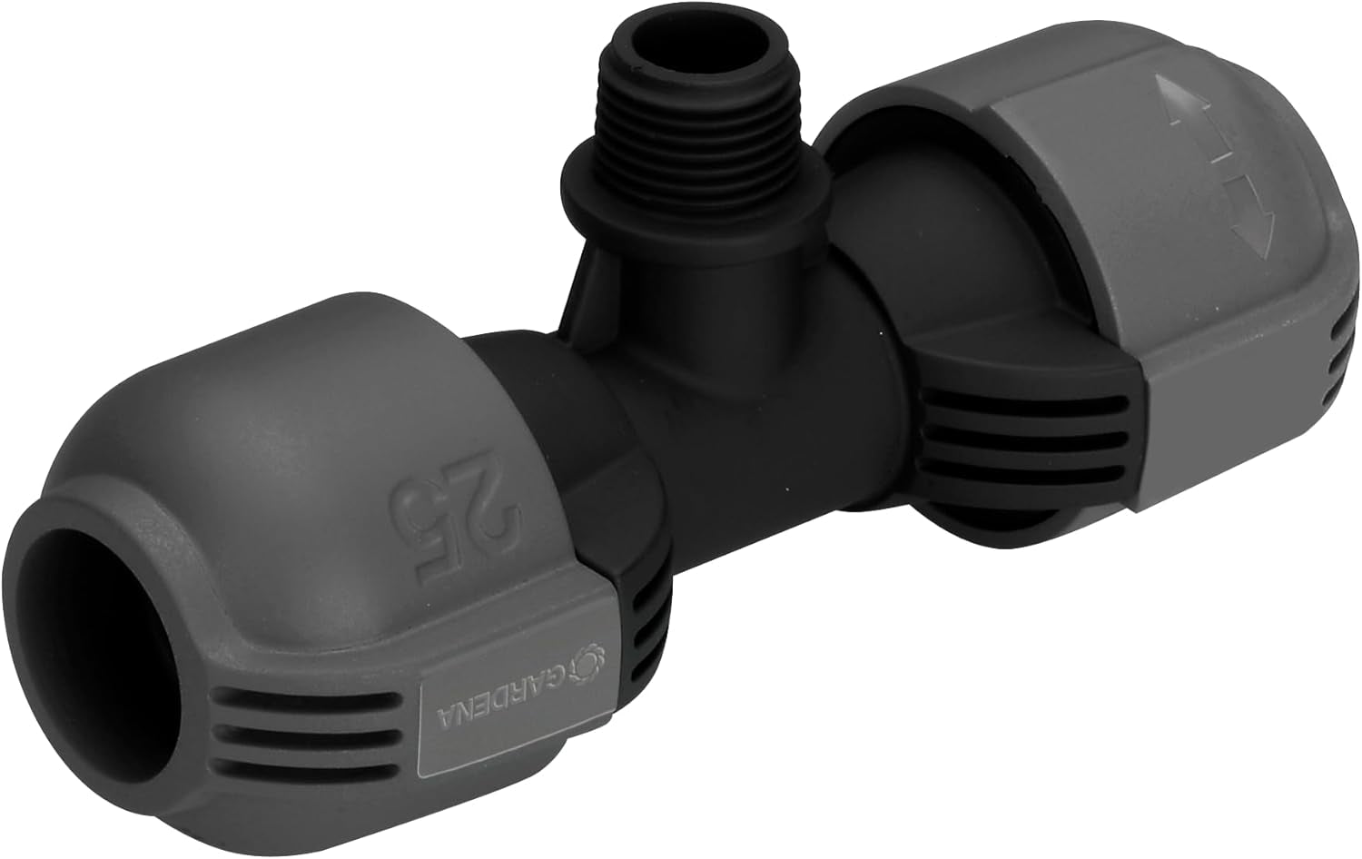 Sistem de irigații Gardena, piesă în L: Conector pentru schimbarea direcției conductei de alimentare, 25 mm, tehnologie de conectare Quick&Easy, compatibil cu conductele de alimentare Gardena de 25 mm, asamblare fără unelte (2773-20)