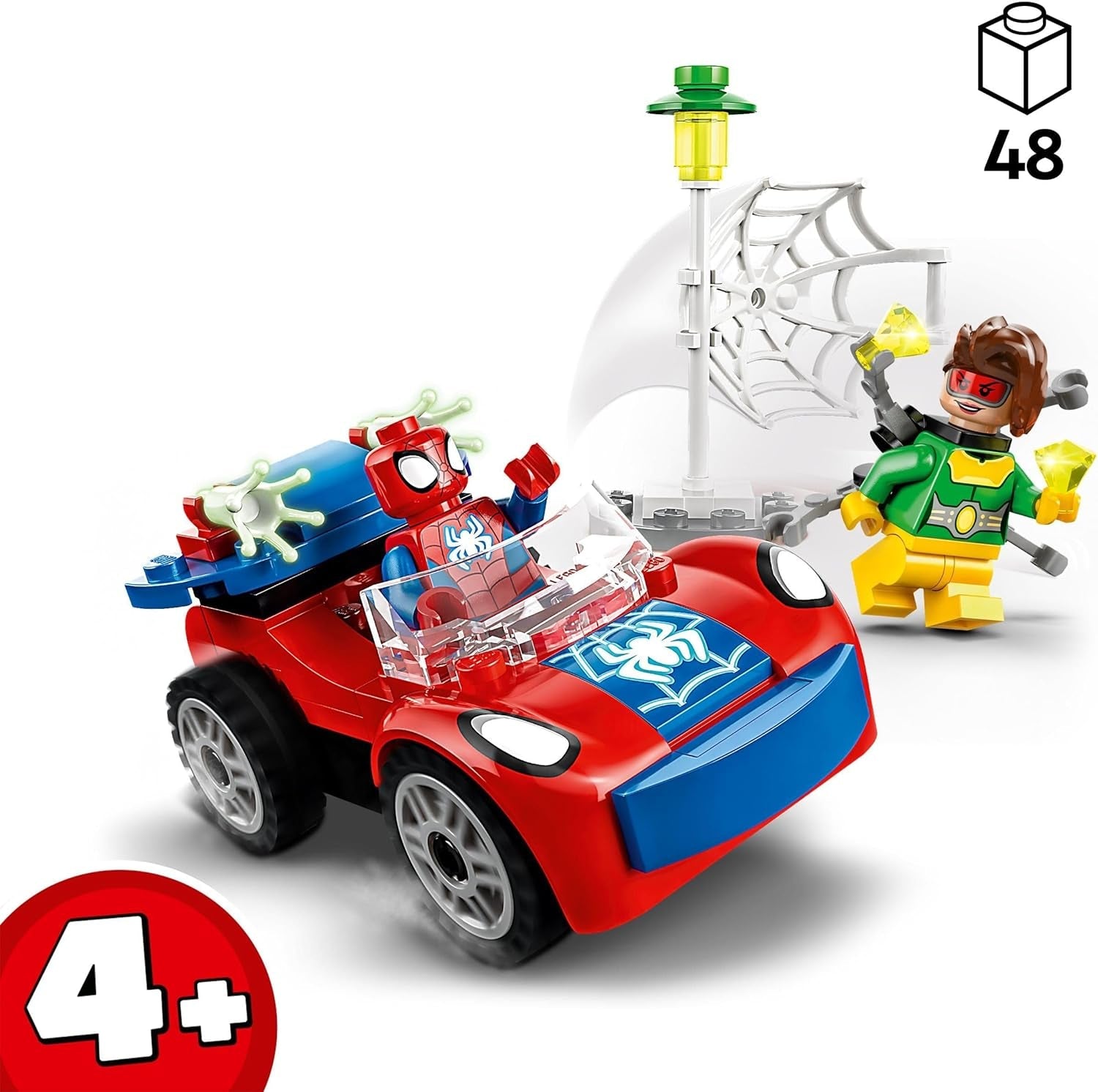 LEGO 10789 Marvel Spider-Mans Auto und Doc Ock Set, Spidey und Seine Super-Freunde, baubares Spielzeug für Jungen und Mädchen ab 4 Jahren, mit im Dunkeln leuchtenden Teilen