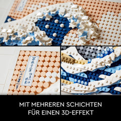 LEGO 31208 Art Hokusai - Marele val, decorațiuni de perete japoneze 3D, set de artizanat, pânză de ocean încadrată, hobby-uri pentru adulți, DYI, decorațiuni pentru casă și birou Seturi de constructie Besuche den LEGO-Store