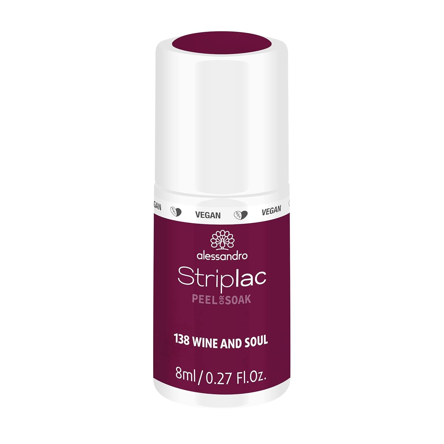 Vernis à ongles UV alessandro Striplac Elegant Ruby - Délicat et longue tenue - S'enlève facilement grâce à la technologie peel-off - Vegan et cruelty-free - 8 ml