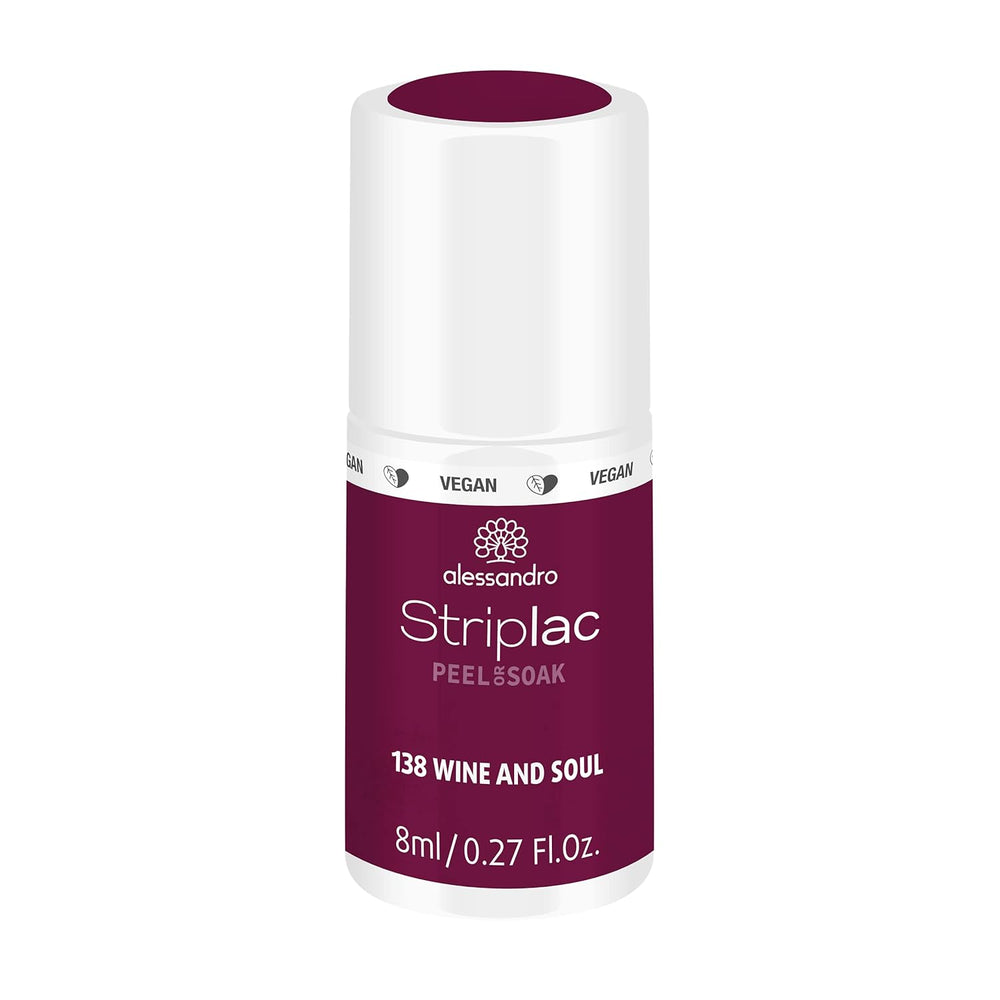 Vernis à ongles UV alessandro Striplac Elegant Ruby - Délicat et longue tenue - S'enlève facilement grâce à la technologie peel-off - Vegan et cruelty-free - 8 ml