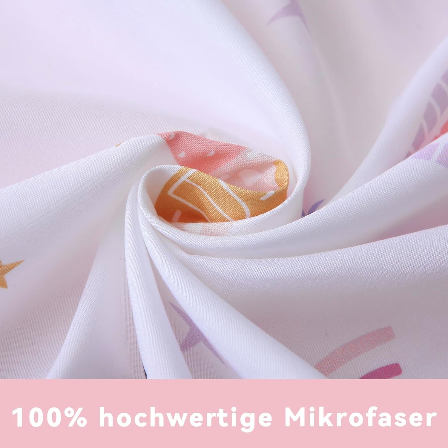 Fekohipy Bettwäsche 135X200 Mädchen Einhorn Kinderbettwäsche Rosa 3D-Druck Mikrofaser Regenbogen Kinder Bettbezug Mit Reißverschluss Und 1 Kissenbezug 80X80Cm 2-Teilige Kinderbettwäsche-Set Naty Shop