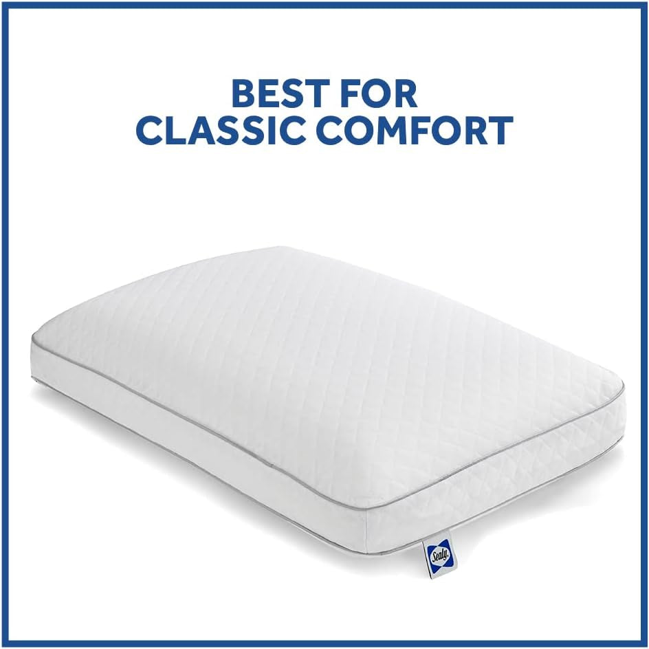 Oreiller en mousse à mémoire de forme Sealy Essentials Standard Blanc 2 pièces Naty Shop Oreillers standard