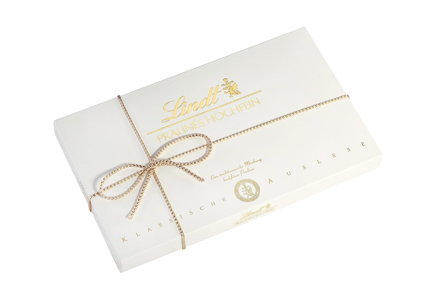 Lindt - Praline din ciocolata Hochfein,12 praline in 7 sortimente delicioase cu si fara alcool Bomboane de Ciocolata Naty Shop Pralinés Hochfein 2 x 200 grame