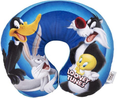 Warner Bros Looney Tunes Oreiller cervical pour bébé fille - Doux - Voyage - Voiture Bugs Bunny Daffy Duck Silvestro Titti Confort Dessin animé Bleu Naty Shop Oreillers de voyage Titre par défaut