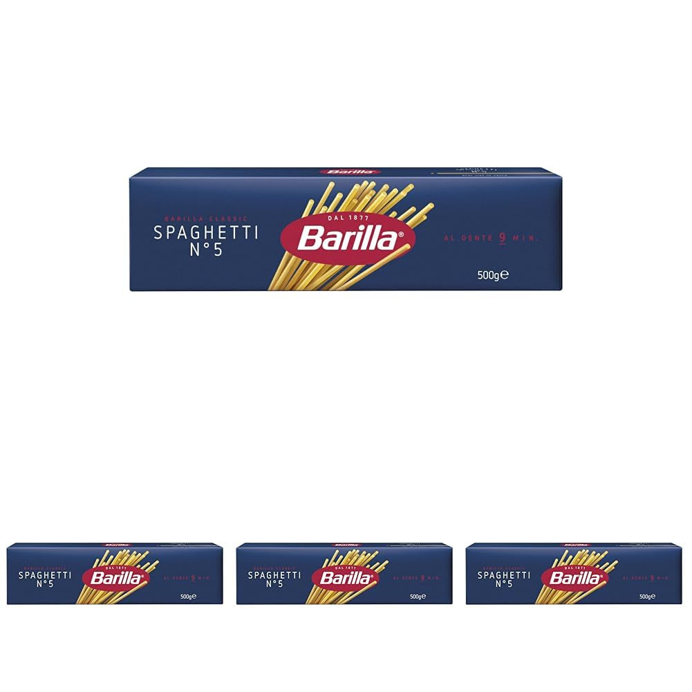 Barilla Pasta Klassische Spaghetti n.5 aus Hartweizen de haute qualité immergé al dente, (1 x 500 g), geschmacklos
