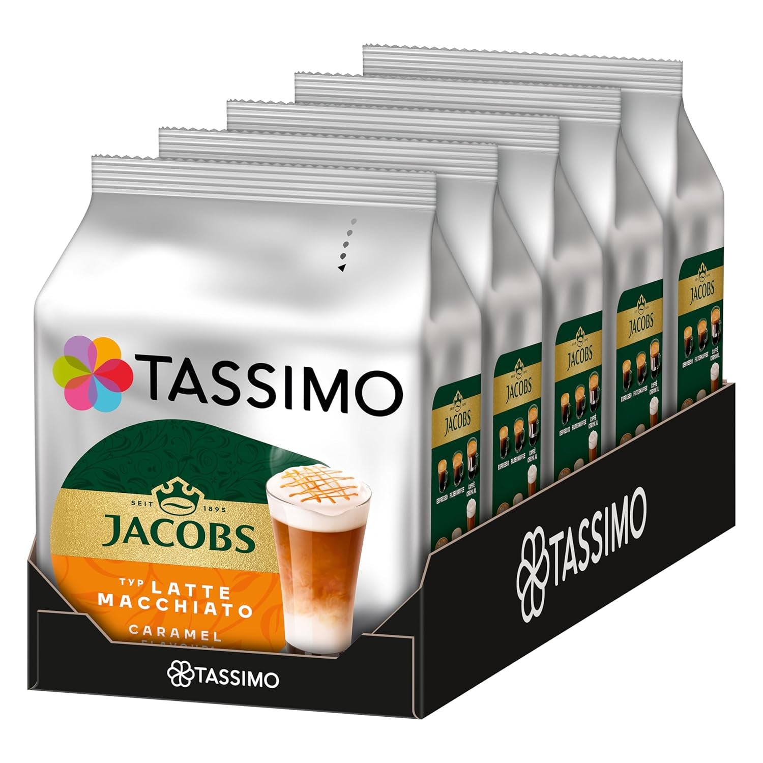 Tassimo Kapseln Jacobs Typ Latte Macchiato Caramel, 5 x 8 tampons, 40 Kaffeekapseln