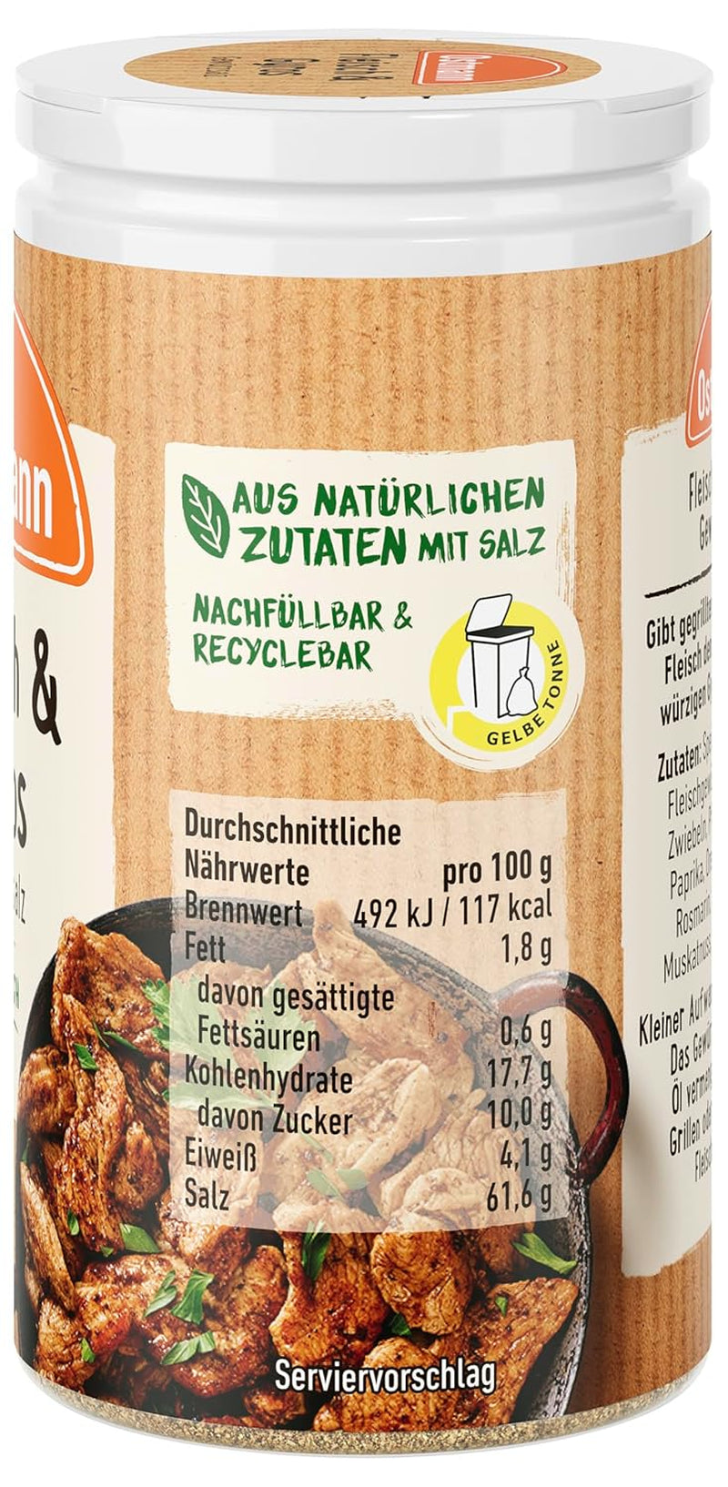 Ostmann Gewürze - Fleisch & Gyros Gewürzsalz | Pikantes Gewürz mit Mediterraner Note pour les grillades et les grillades Fleisch | Mit praktischem Streuaufsatz | 50 g dans une passoire