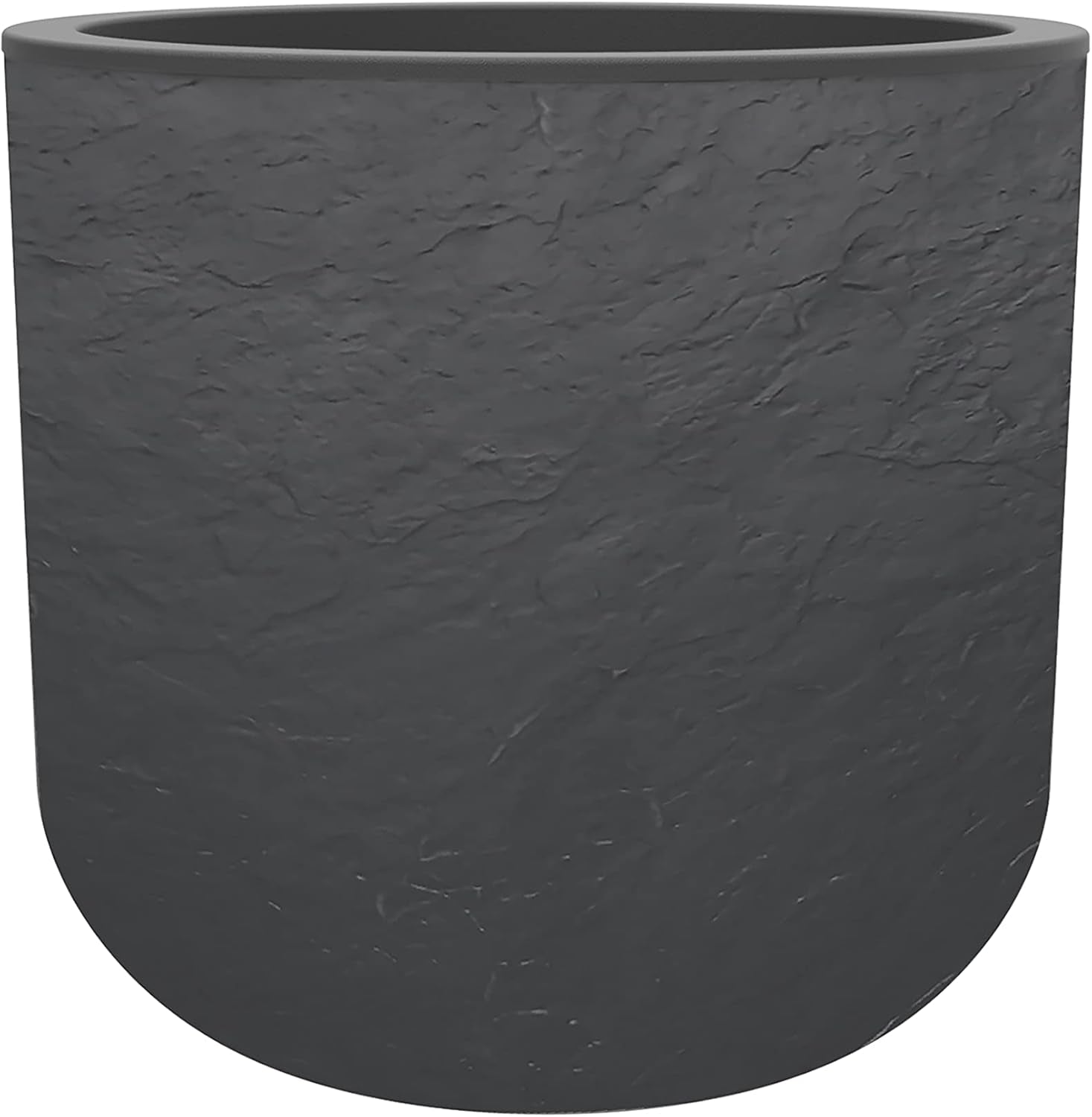 - Pot rond, 40 cm, Volcania'Up 32,5 l, aspect pierre, simple paroi, espace réservoir d'eau, Ø 38,5 x H. 36,8 cm, gris anthracite