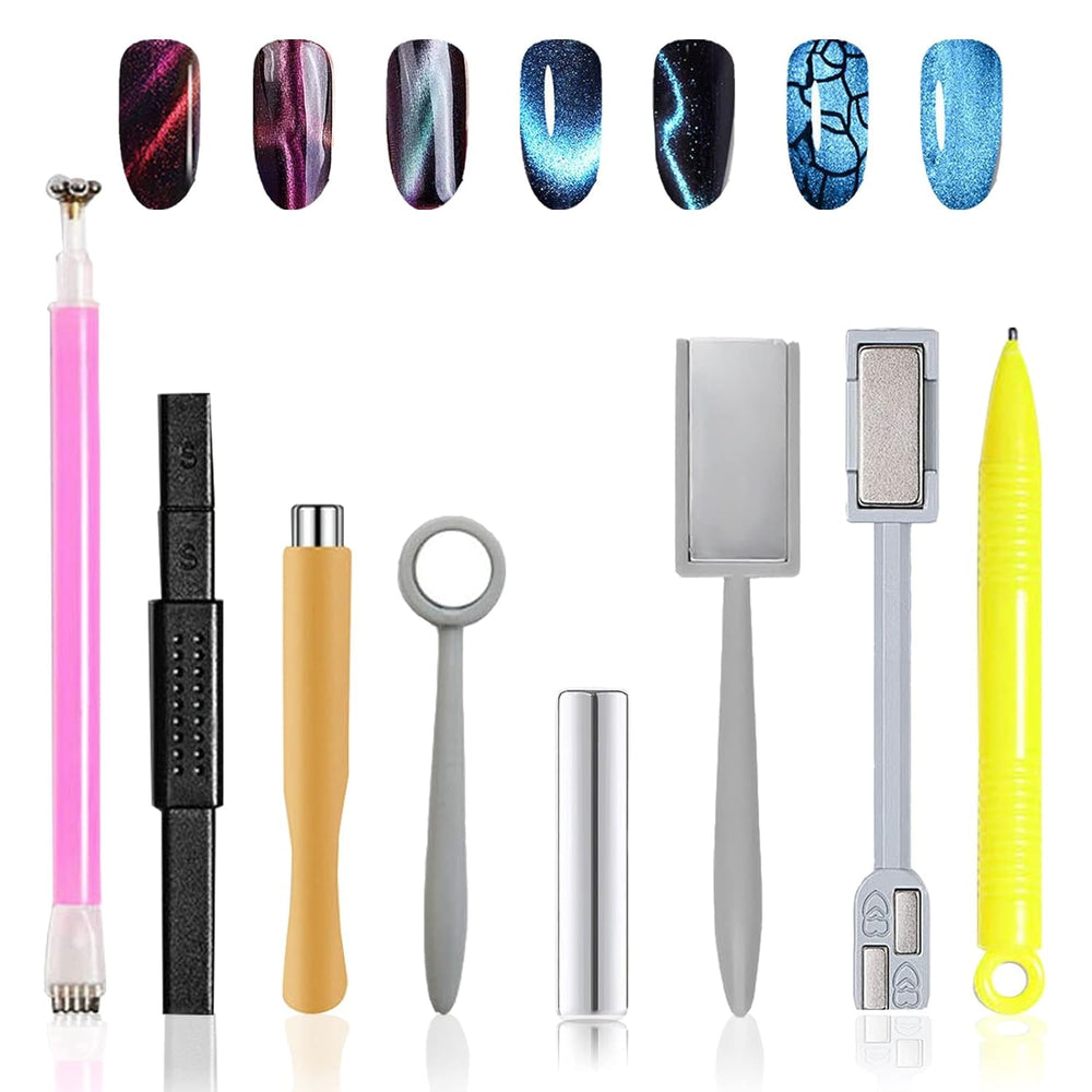 14 pièces Nail Art Werkzeug Magnetstift DIY Magic 3D Magnet Stick Set Application avec Cat Eye Gel Pulver ou Nagelac - Stylo magnétique pour les yeux pour un effet magique idéal