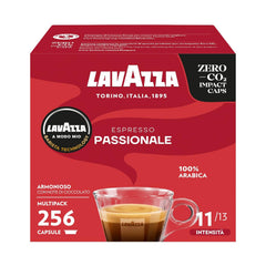 Lavazza, A Modo Mio Passionale, 256 capsules de café, pour un Espresso aux notes de caramel et de chocolat, 100% Arabica, intensité 11/13, torréfaction foncée, 16 paquets x 16 capsules