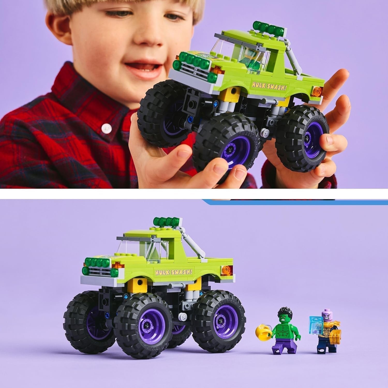 LEGO Ç€ Marvel Hulk Truck Vs. Thanos - Jouet de construction de super-héros - Véhicule et figurines Avengers - Monster truck pour un méga plaisir - Cadeau pour garçons et filles à partir de 7 ans - 76312 Jeux de construction Besuche den LEGO-Store