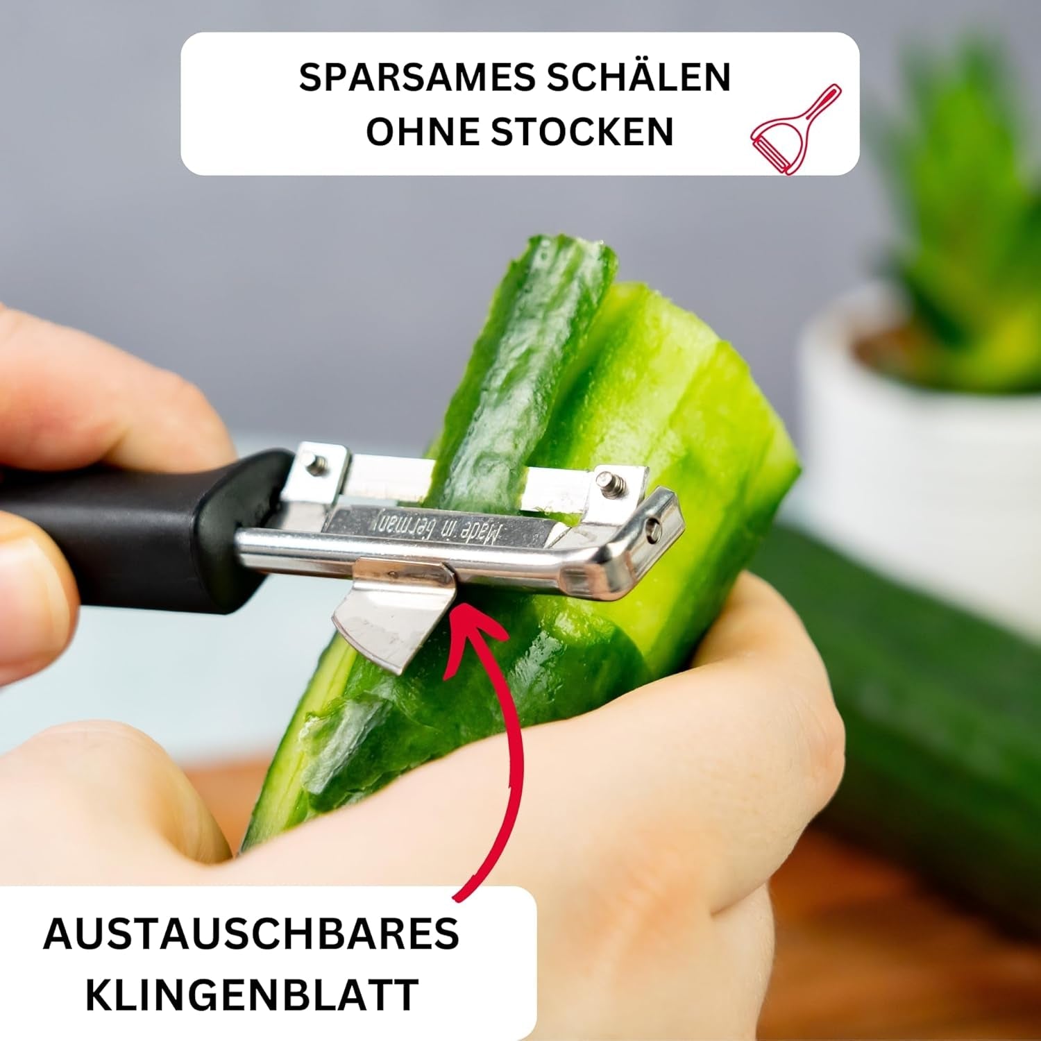 Westmark 29092270 Sparschäler Gallant, PP/Tpe/Edelstahl, Schwarz/Rot, 16,5 x 3,7 x 2 cm éplucheur Naty Shop