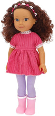 Mara 39361 Kinderpuppe, beweglich, 36 cm, lockiges braunes Haar, lässiger Stil, inklusive Kleidung, realistische Puppen, Spielzeug für Kinder ab 3 Jahren, Kinder