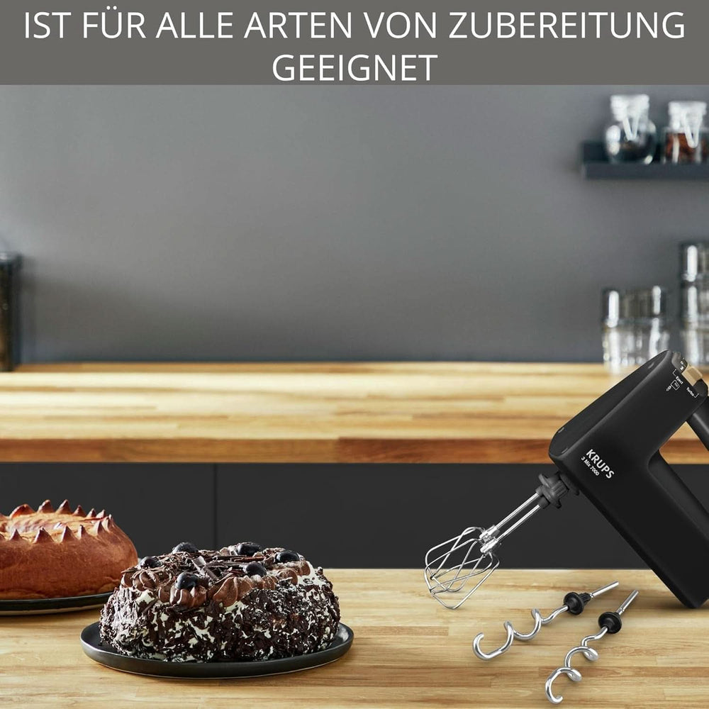 Krups 3Mix 7000 Batteur à main 60 Jahre Special Edition, 500 Watt, Knet- Und Rührhaken Aus Edelstahl, Langes Netzkabel, Zubehörtasche, F6085811, Schwarz/Kupfer Kitchen Naty Shop