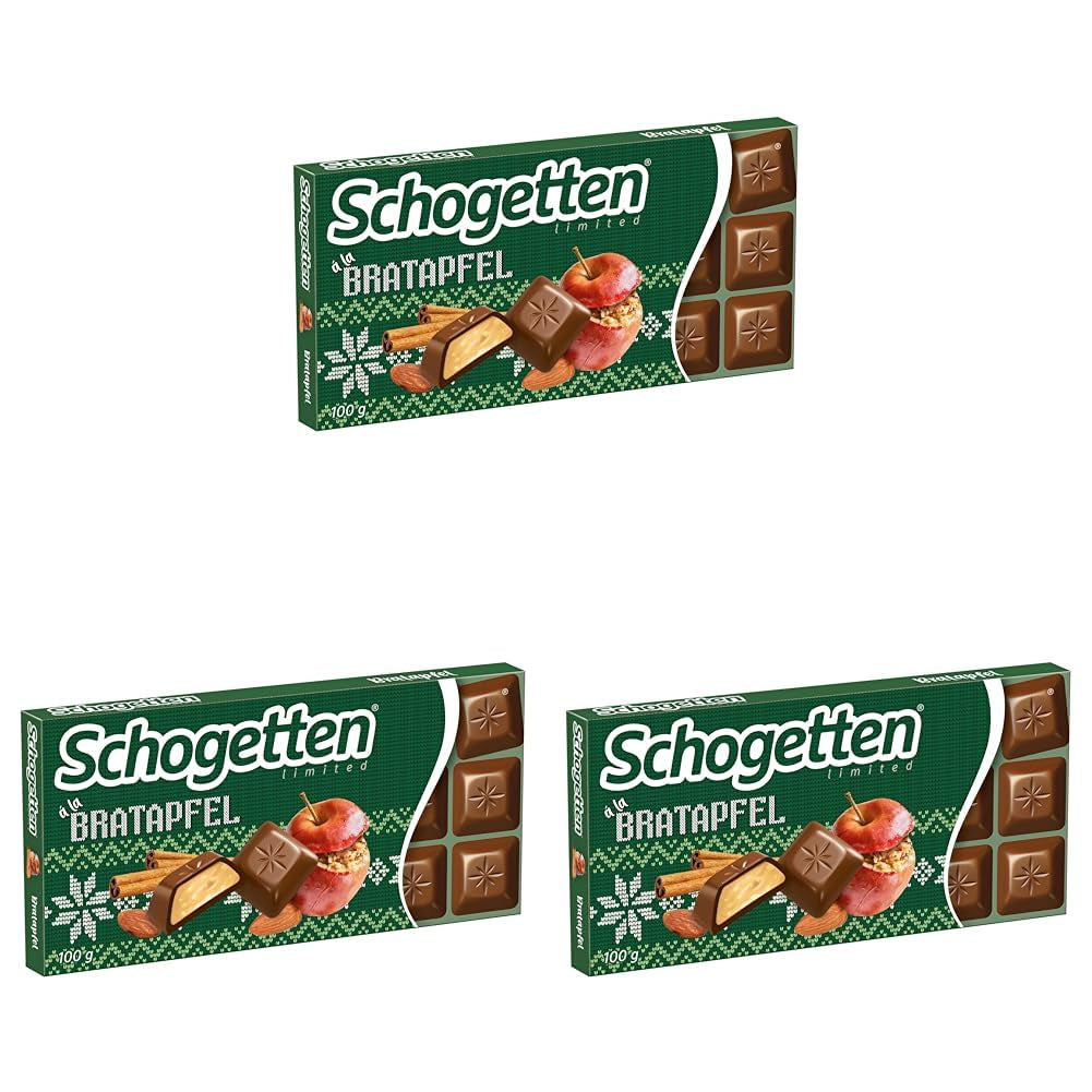 Schogetten Édition hiver aux pommes mûres I Barre de chocolat 100g I au chocolat au lait et en morceaux individuels pratiques