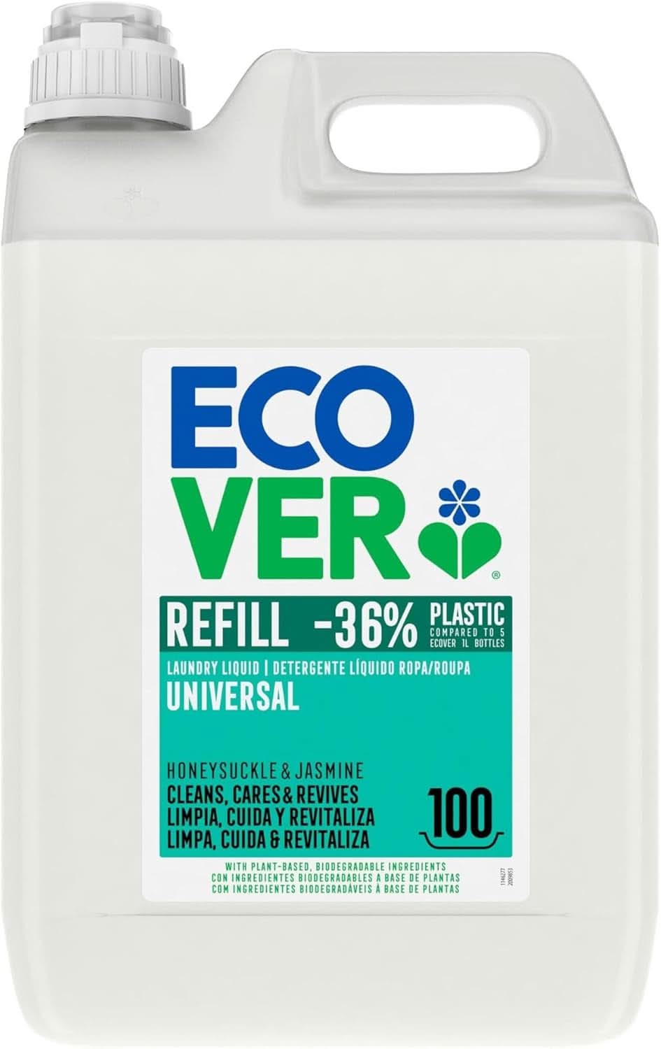 Lessive universelle Ecover Hibiscus & Jasmine (5L/100 lavages), Détergent liquide aux ingrédients végétaux, Détergent nutritif pour préserver et protéger les vêtements Naty Shop 5 litres