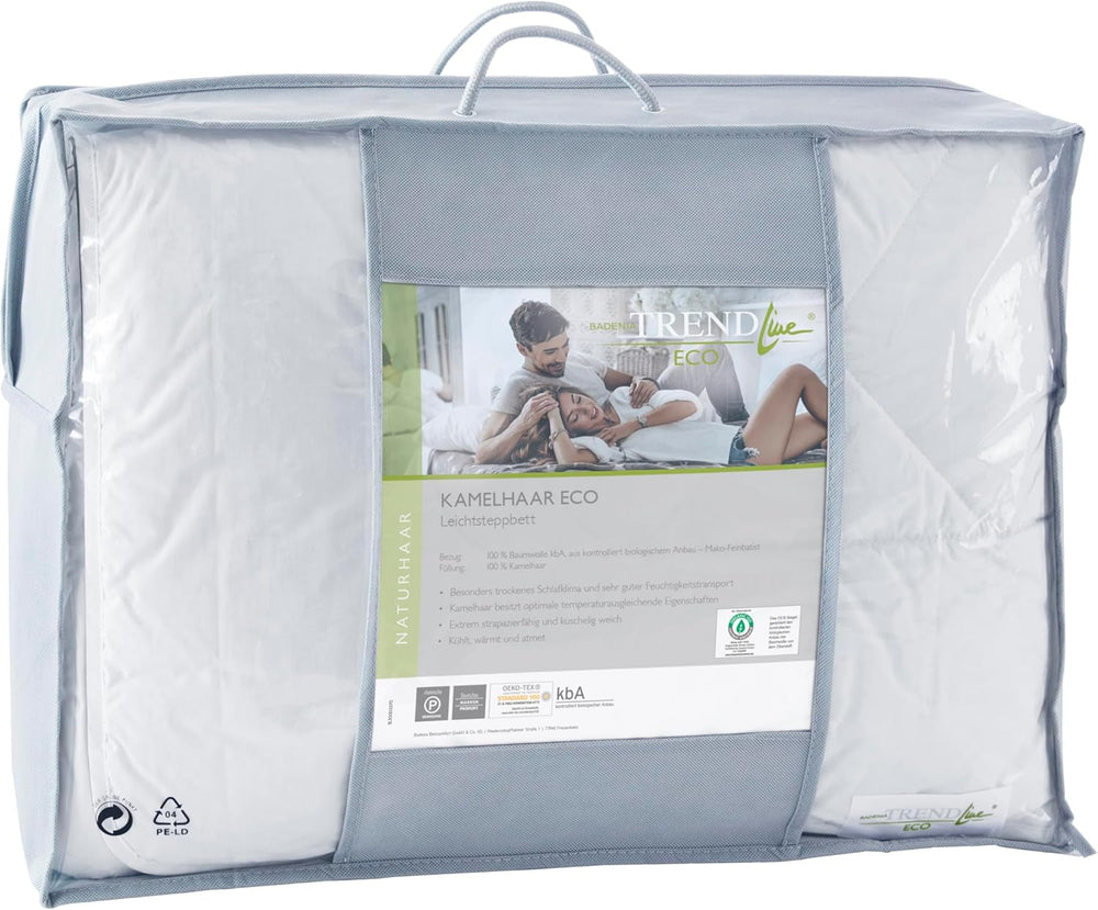 Badenia Trendline Eco Quilt Camel Lightweight 155 X 220 Cm, alb, certificat Öko-Tex, produs în conformitate cu standardul de calitate german Plapumi si pilote Naty Shop