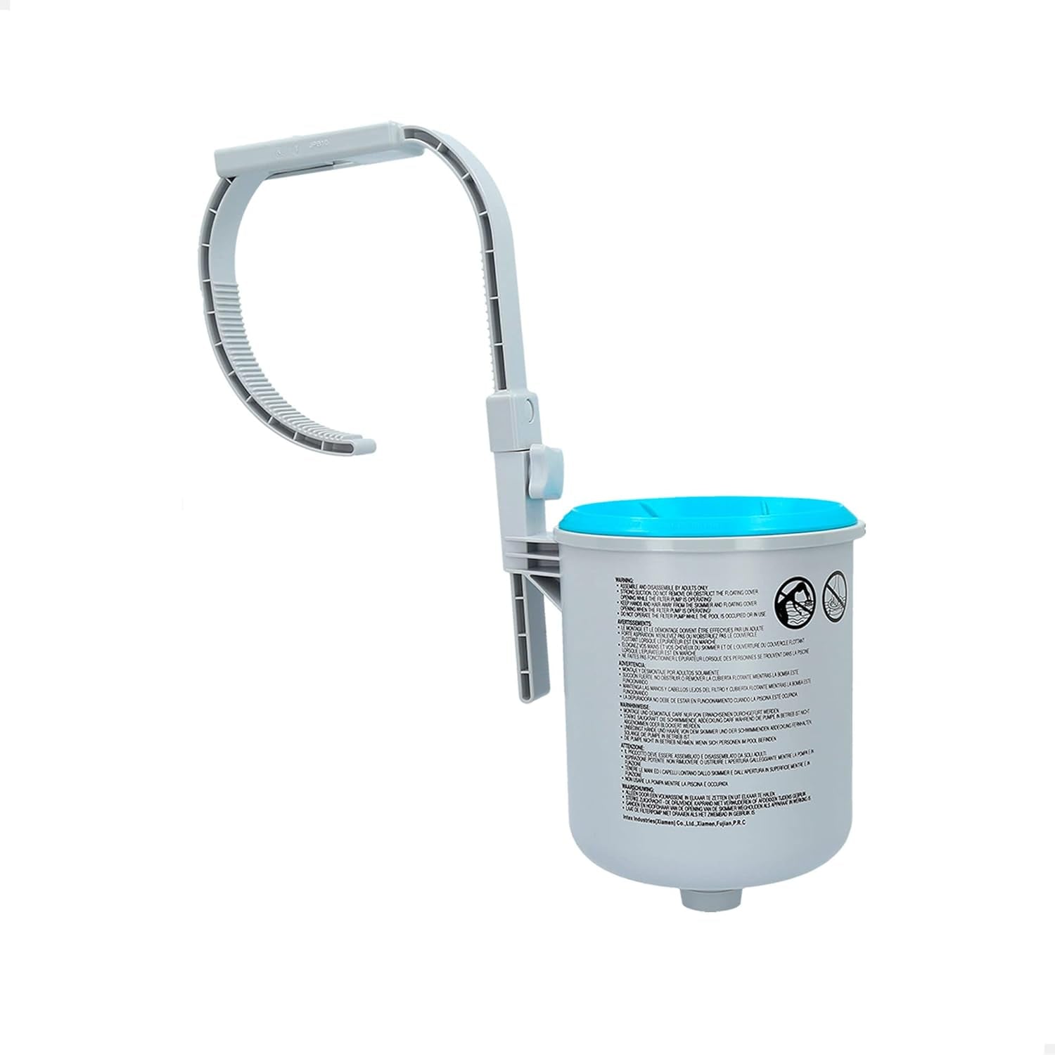 Piscine Rectangulaire - Piscine Hors Sol - 300 x 200 x 75 cm, Bleu et Skimmer de Surface - Skimmer de Surface Mural Deluxe - Skimmer Suspendu, Gris
