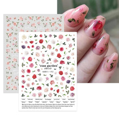 JMEOWIO Nagelsticker Frühling Blumen 10 Blatt Nail Art Sticker Selbstklebend Nagelaufkleber Buntes Sommer Blumen Dekoration Nageldesign Zubehör
