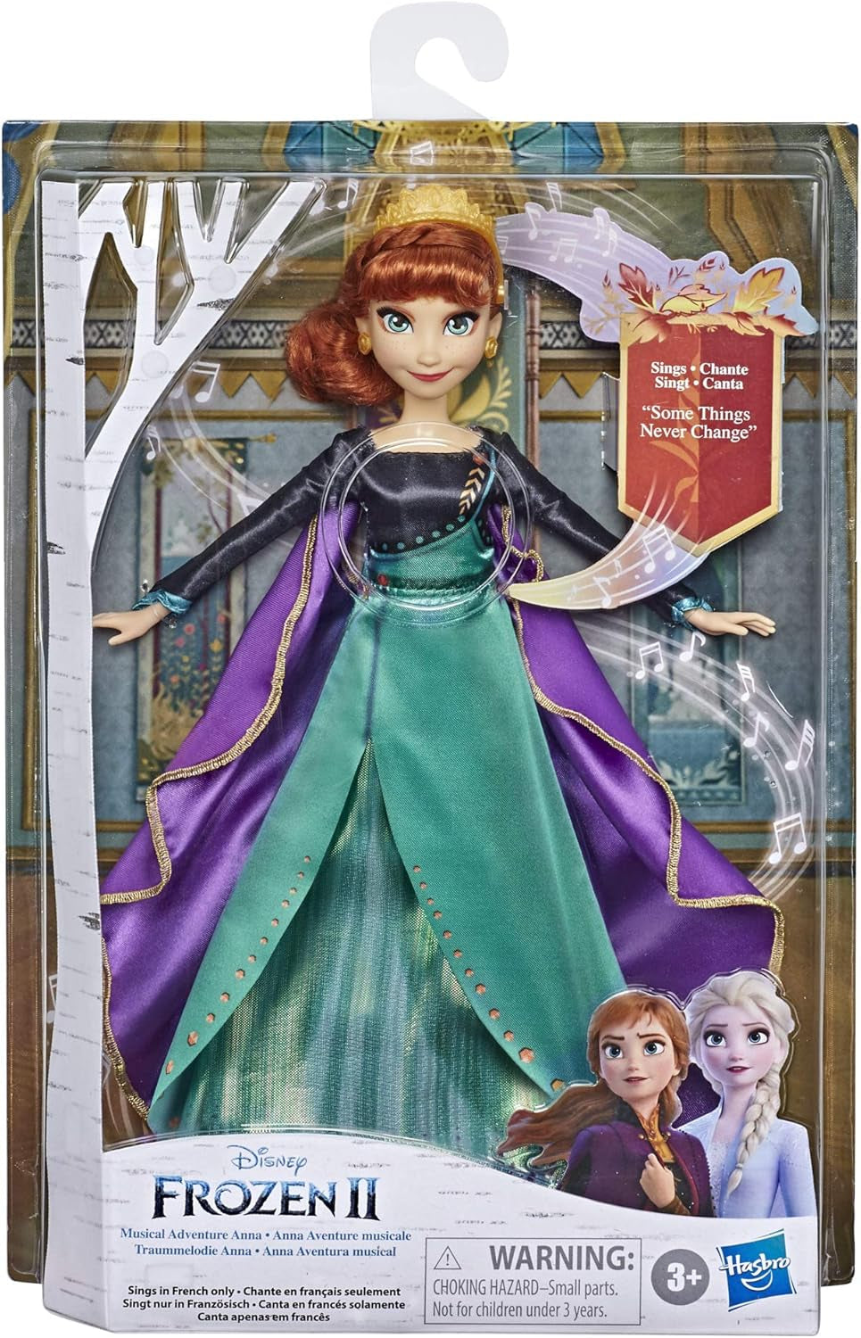 Disney Die Eiskönigin 2 – Puppe Disney Anna Singende (Französisch) im Outfit von Königin – 27 cm