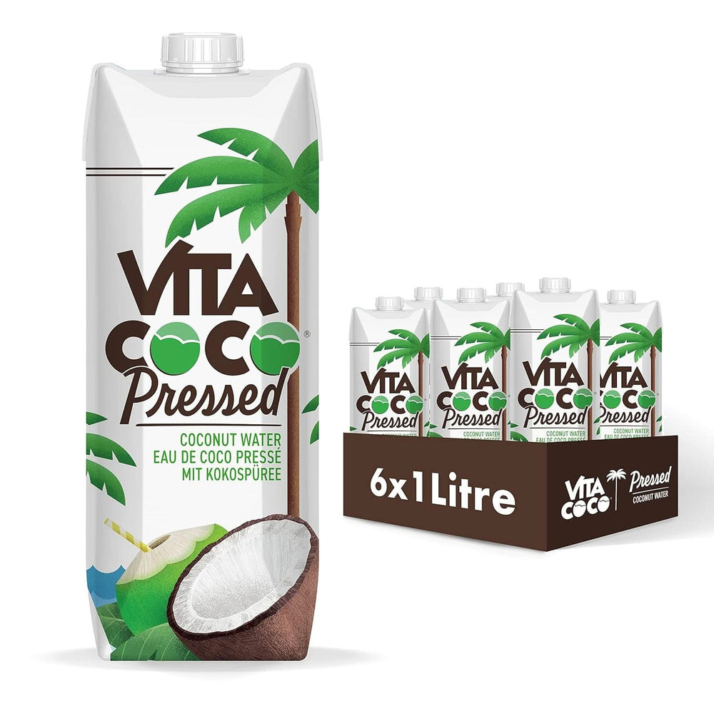 Vita Coco Pure Coconut Water 6 x 1 litre, hydratant naturel aux électrolytes, sans gluten, riche en vitamine C et potassium Naty Shop 6 x 1 litre Eau de coco