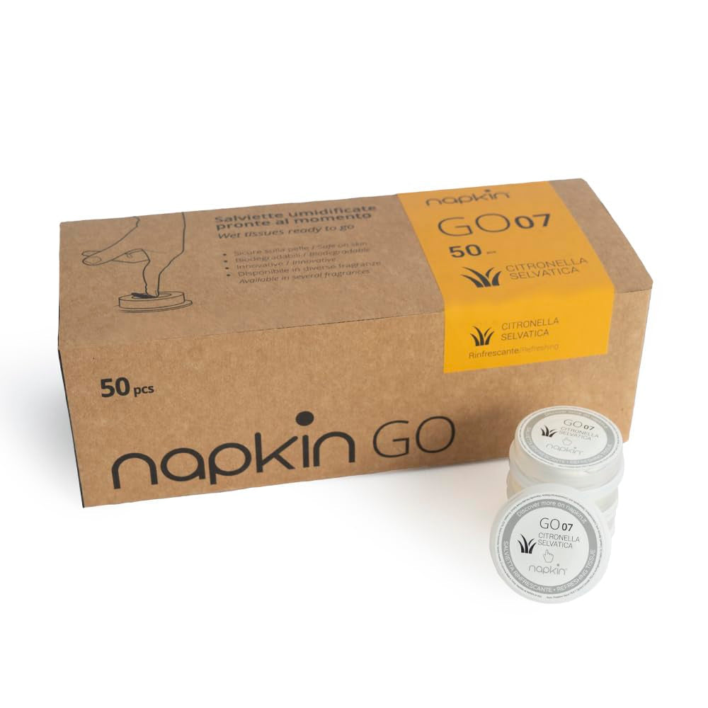 Go 07 Citronnelle Lingette nettoyante compressée avec liquide 50 pièces