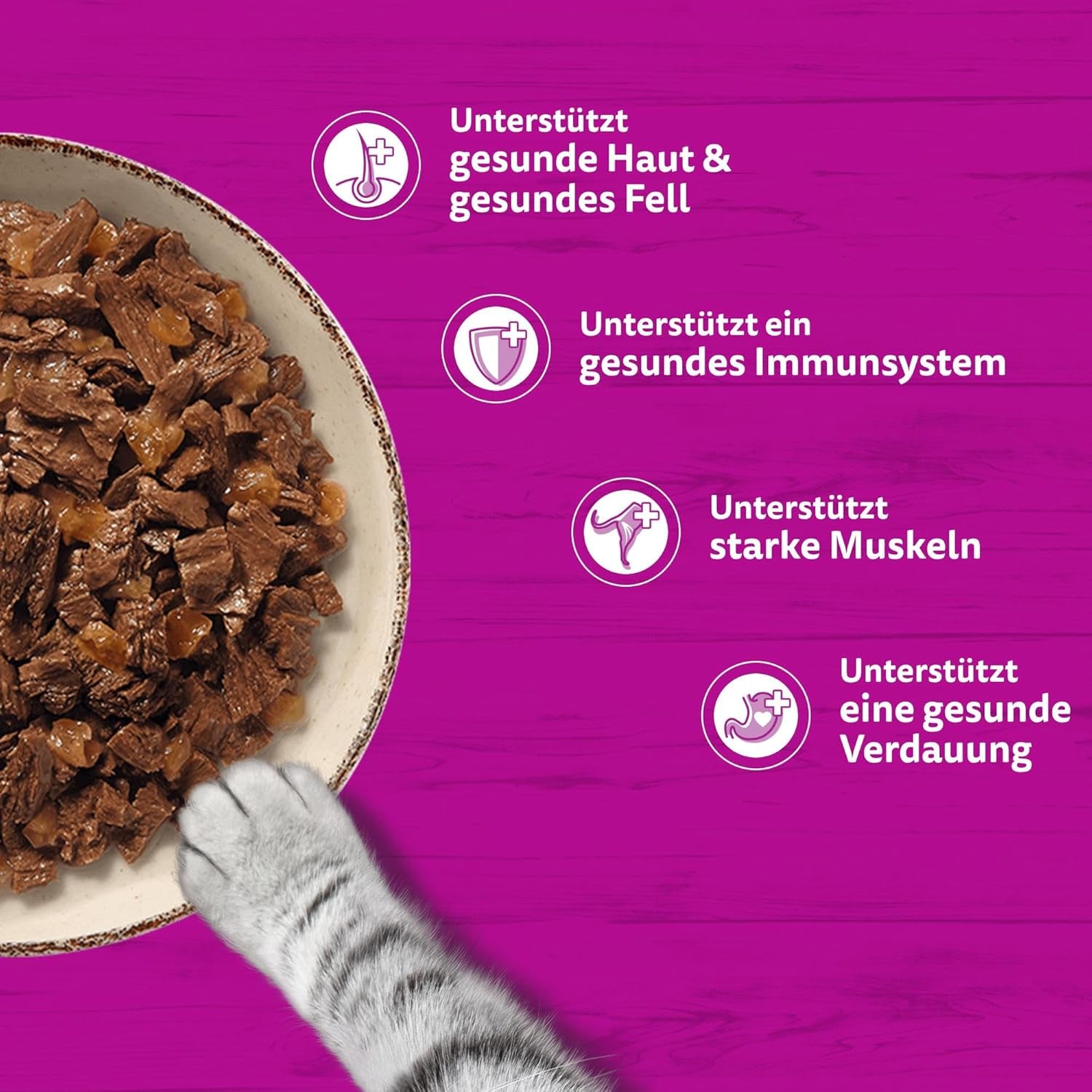 WHISKAS PURE DELIGHT Aliment humide en gelée 24 x 85g Ragoût Classique (4 paquets) 48 sachets portionnés