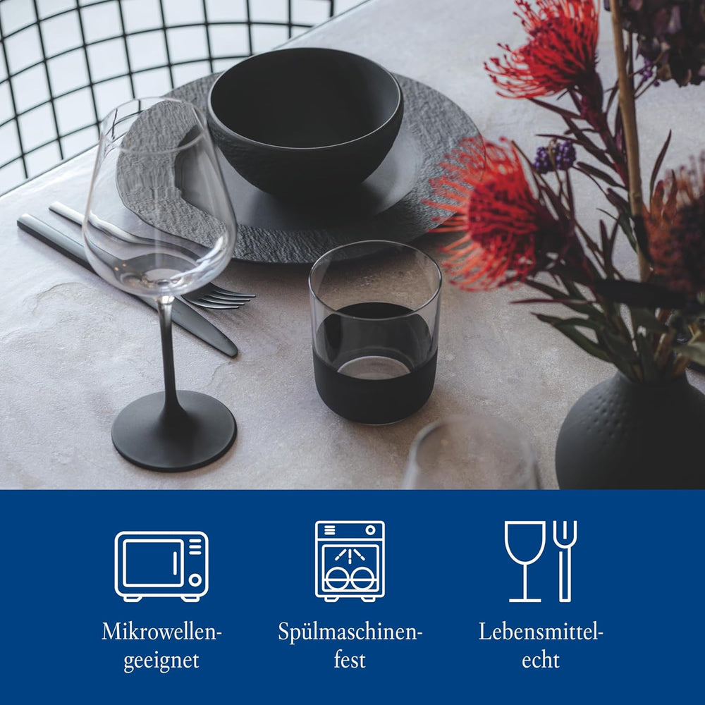 Villeroy & Boch – Set de început Manufacture Rock, 6 piese, negru, rezistent la mașina de spălat vase, rezistent la cuptorul cu microunde, set de veselă negru mat, veselă, tacâmuri, porțelan premium