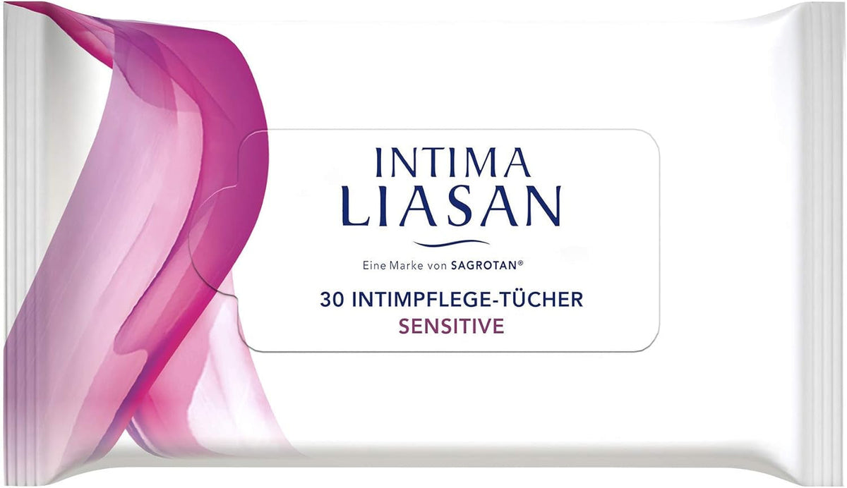 Intima Liasan de Sagrotan Serviettes hygiéniques intimes Sensitive, sans savon et sans alcool, 30 pièces
