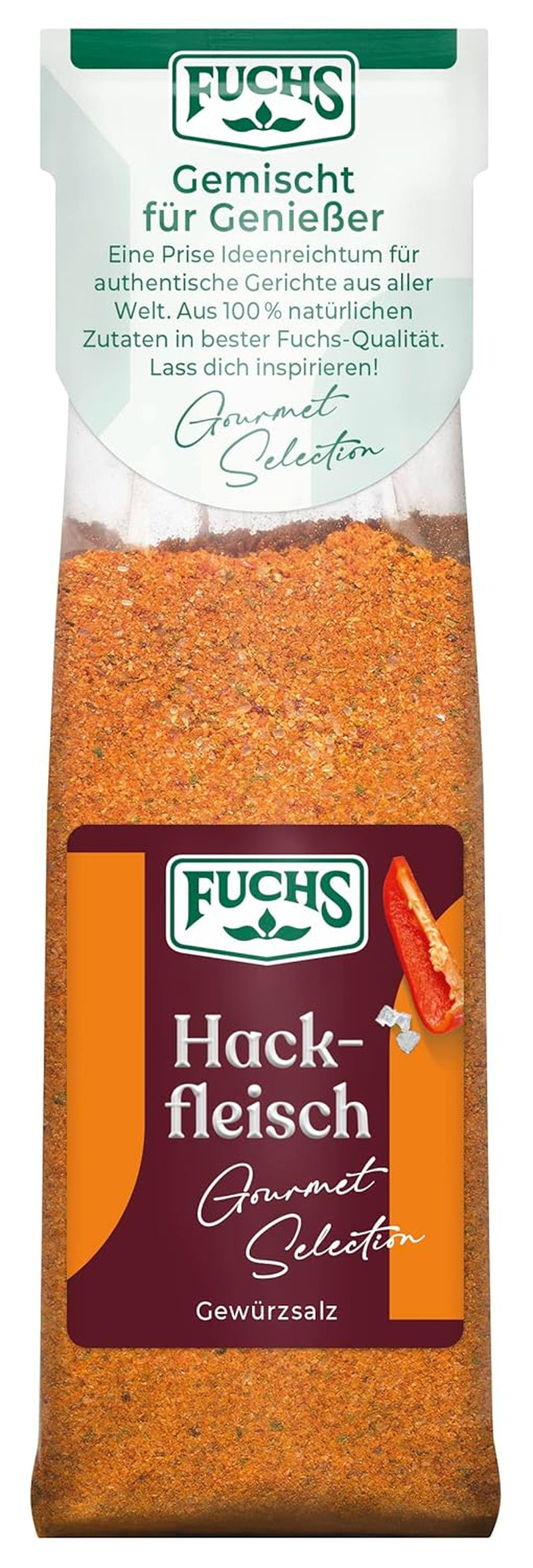 Fuchs Gourmet Selection Klassisch/Heimisch – Bratkartoffel Gewürzsalz, nachfüllbares Kartoffel Gewürz, Salz zum Würzen von Brat- & Ofenkartoffeln, Pommes Frites & Co, végétalien, 70 g