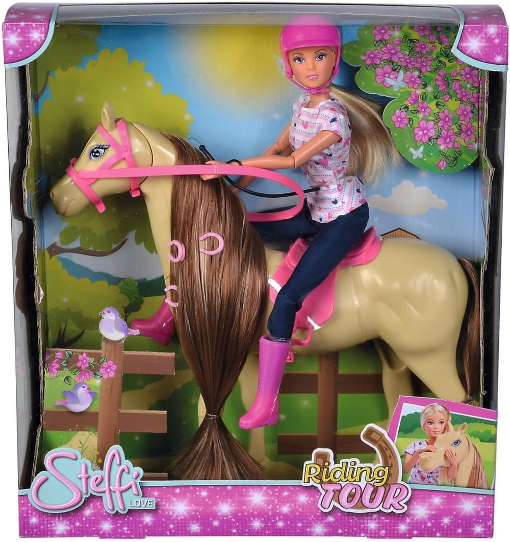 Simba 105730939 - Steffi Love Tenue d'équitation 2 chevaux Poupée mannequin entièrement articulée 29 cm pour enfants à partir de 3 ans