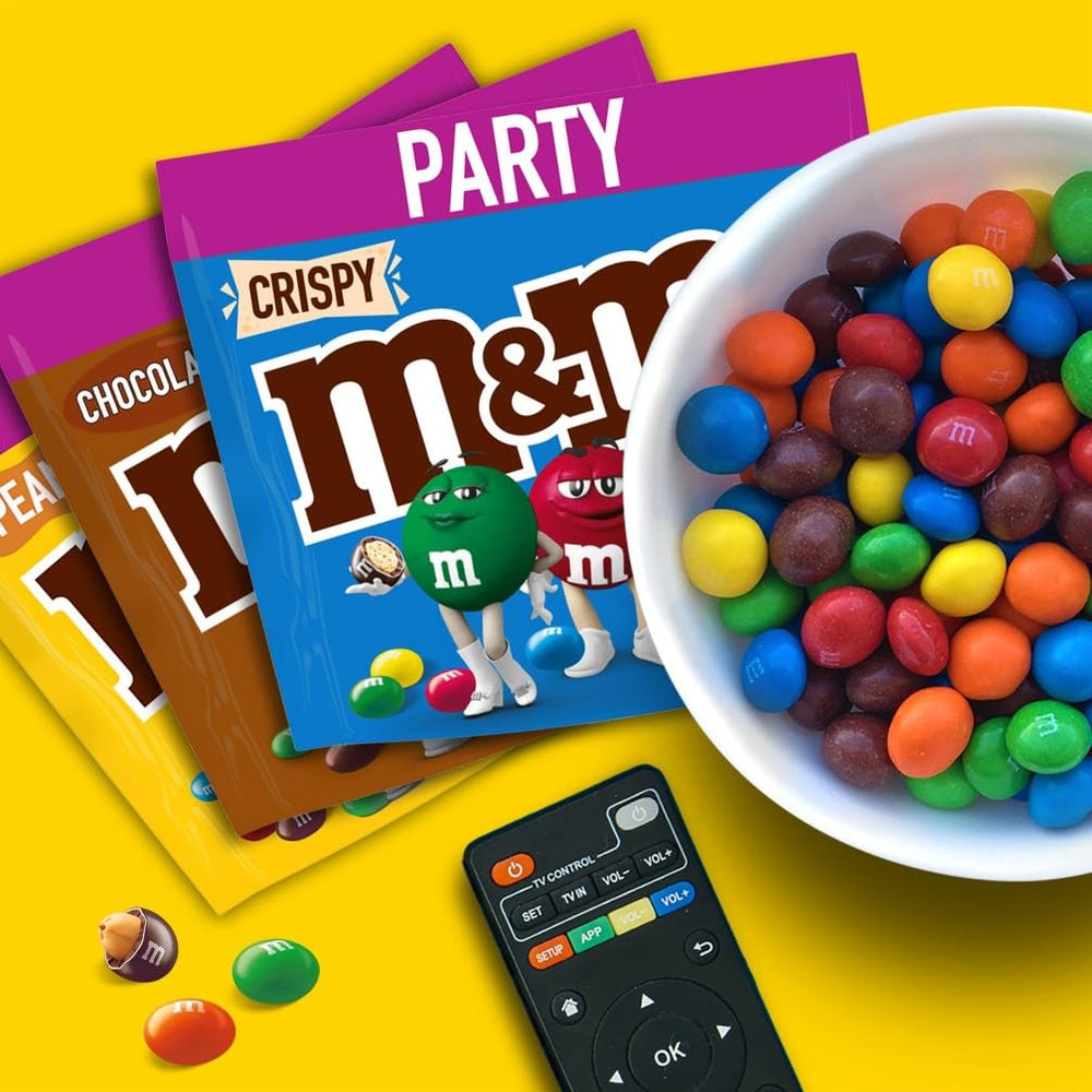 Chocolat M&M's Grand paquet, lentilles croustillantes au chocolat avec glaçage au sucre coloré, mélange de fête, 1 x 800 g, bonbons sur le thème du football américain