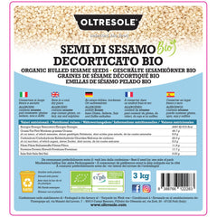 Graines de sésame biologiques 3 kg, graines oléagineuses biologiques crues, sésame blanc, décortiquées naturellement, non torréfiées, source de calcium et de fer, emballage économique
