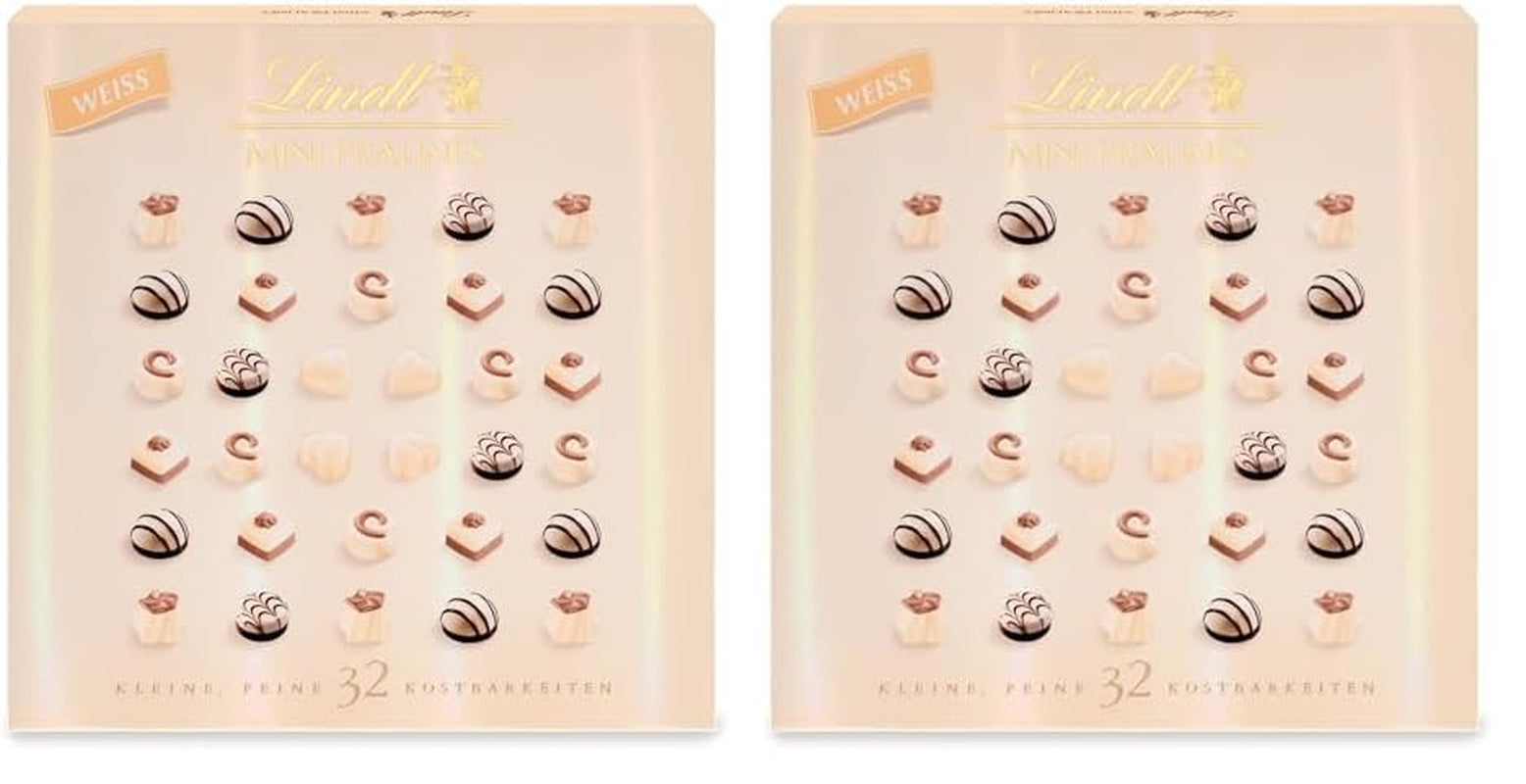 Chocolat Lindt - Nougat Mini Pralinés, 165 grammes, boîte de 36 pralines Bonbons au chocolat Naty Shop 2 x 163 G Chocolat blanc